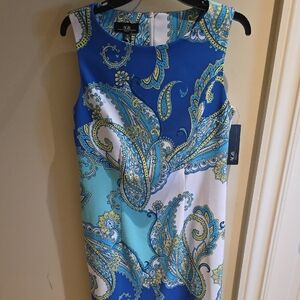 AGB Blue and Teal Paisley Midi Dress